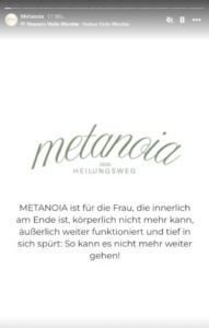 Die Bilder stammen aus dem Instagram- Profil von Nelli G.-W. Sie zeigen Szenen aus Exorzismen des Geist des Todes oder von Hexerei. Darüber hinaus enthält die Galerie Werbematerial von Metanoia.